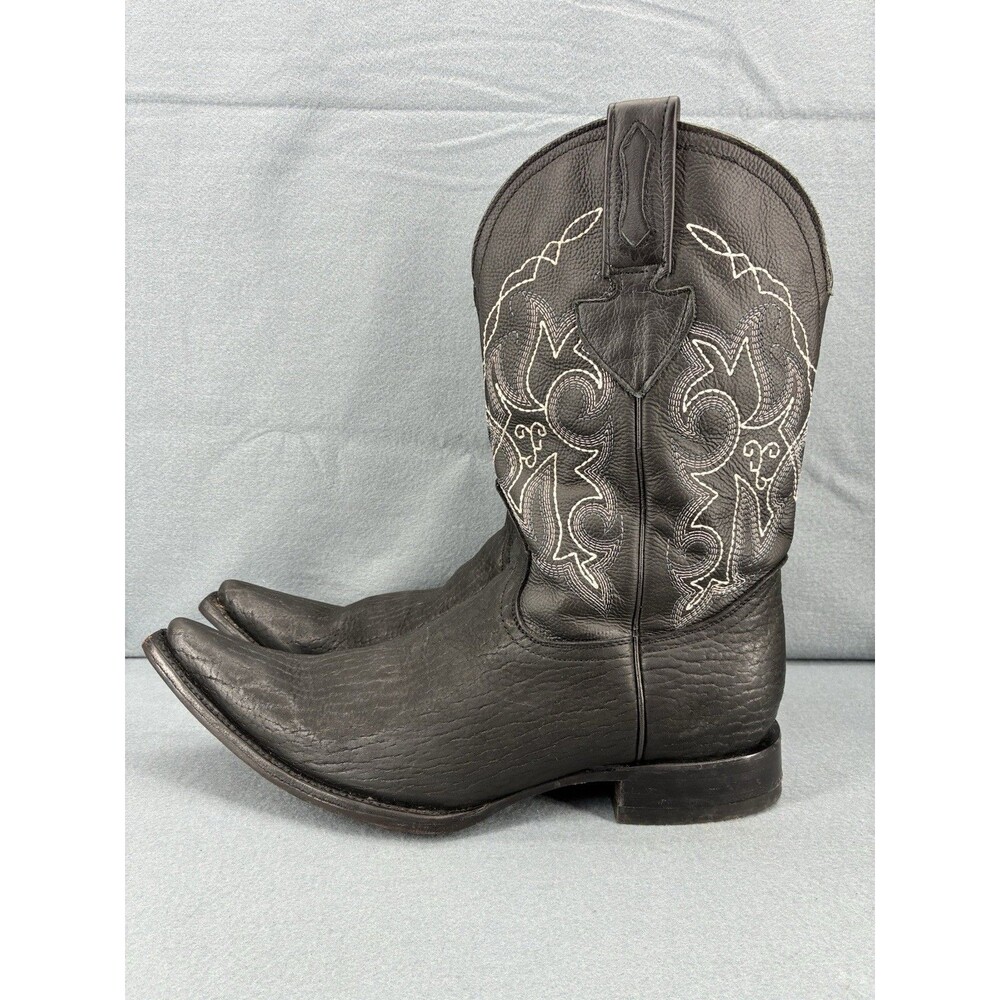 D’Alcala Handmade Black Leather Western Cowboy Boots Men’s 8.5 Square Toe Mexico